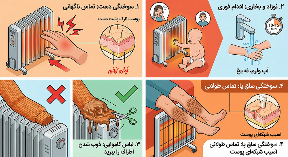 اینفوگرافیک مراقبت های سوختگی با بخاری